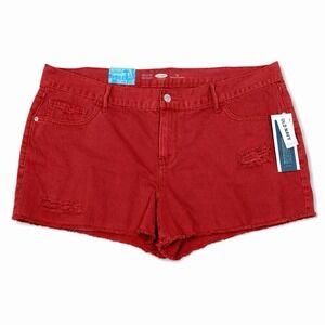 Old Navy Brick Red Denim Cutoff Shorts Size 16 Distressed Frayed Hem 3" Boho NWT
